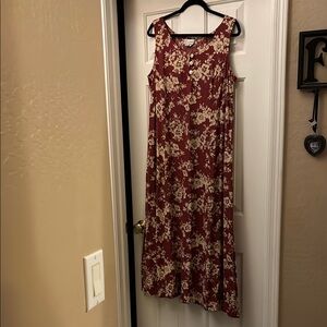 Vintage David Dart Floral Sleeveless Dress - Red and Cream